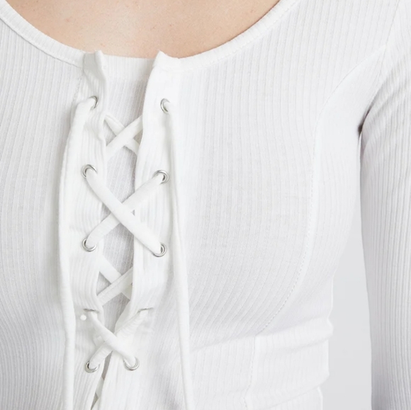 New Look Lattice Front Long Sleeve Top 8 - Picture 2 of 5